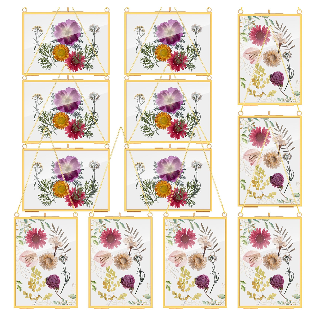 Pressed Flower Glass Frame Natural Wood product photo